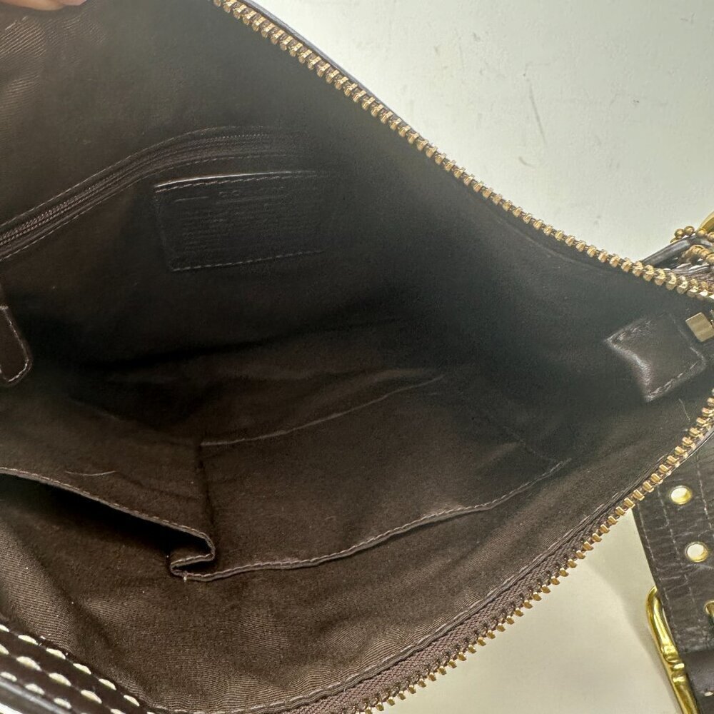 Y2K Vintage Coach Signature Patchwork Gold Medium Shoulder Crosbody Bag F10387 - Picture 14 of 16
